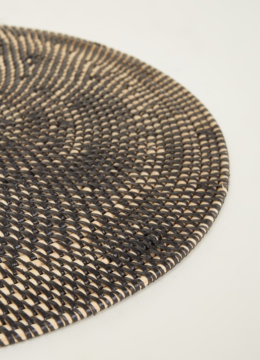 Tiseco Rattan placemat 36 cm  - detail zwart