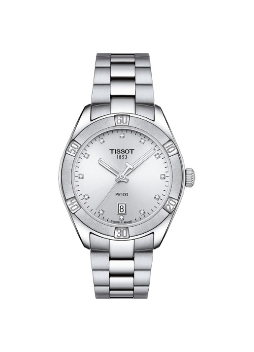Tissot PR100 Sport Chic horloge T1019101103600 - voorkant zilver