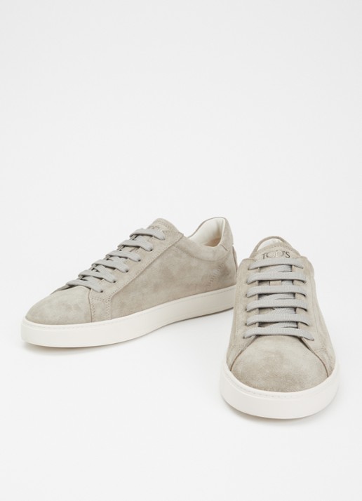 Tod's Allaciata Cassetta sneaker van kalfssuède - detail donkerbeige