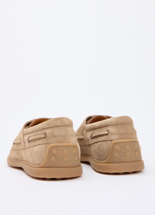Tod's Barca Gomma bootschoen van suède - achterkant donkerbeige