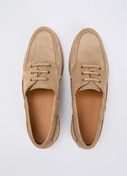 Tod's Barca Gomma bootschoen van suède - detail 4 donkerbeige