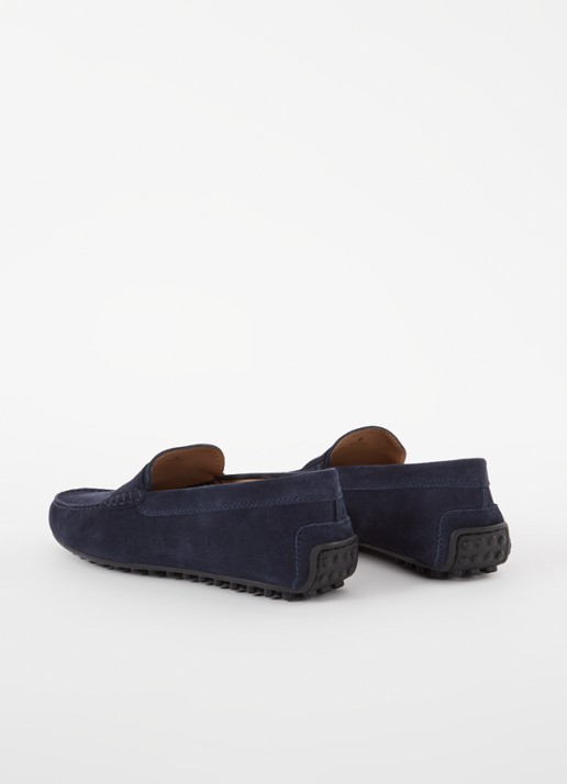 Tod's City Gommino mocassin van suède - achterkant donkerblauw