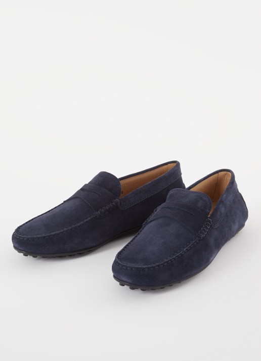 Tod's City Gommino mocassin van suède - detail 6 donkerblauw