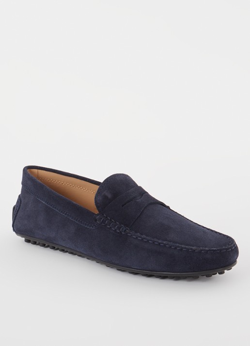 Tod's City Gommino mocassin van suède - voorkant 3 donkerblauw