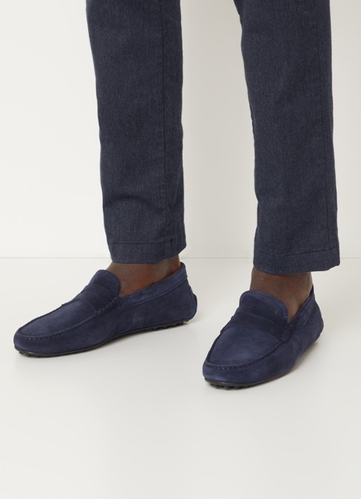 Tod's City Gommino mocassin van suède - voorkant 4 donkerblauw