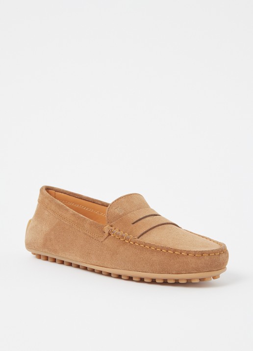 Tod's City Gommino mocassin van suède - voorkant cognac