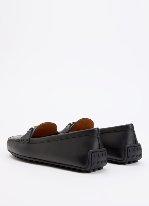 Tod's Gomma mocassin van kalfsleer met logo  - achterkant zwart