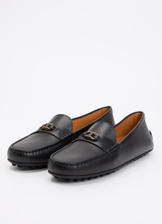 Tod's Gomma mocassin van kalfsleer met logo  - detail 3 zwart