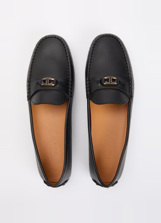 Tod's Gomma mocassin van kalfsleer met logo  - detail 4 zwart