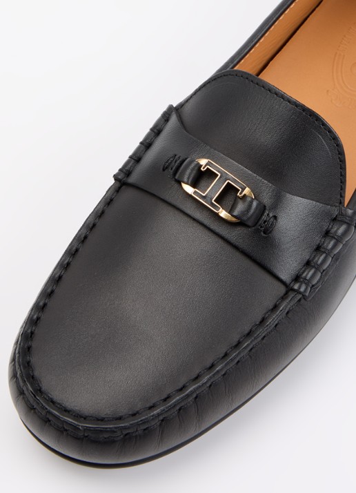 Tod's Gomma mocassin van kalfsleer met logo  - detail 6 zwart