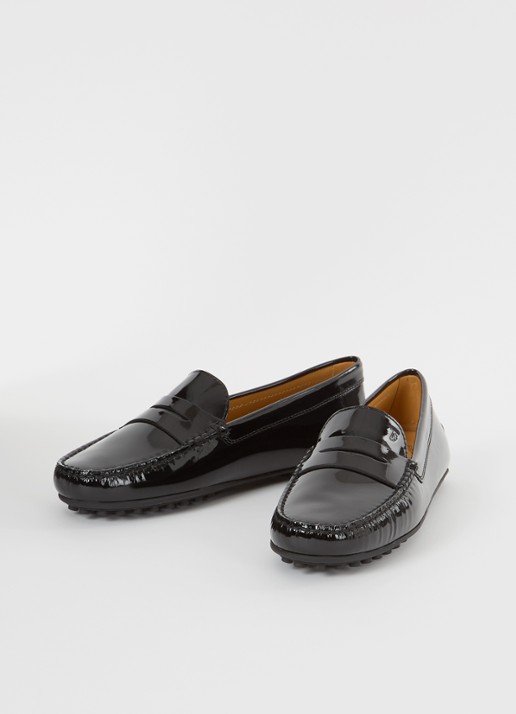 Tod's Gomma mocassin van leer met lakfinish - detail 4 zwart