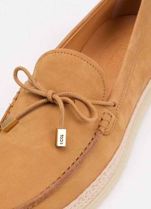 Tod's Gomma mocassin van nubuck met details van raffia - detail 5 cognac
