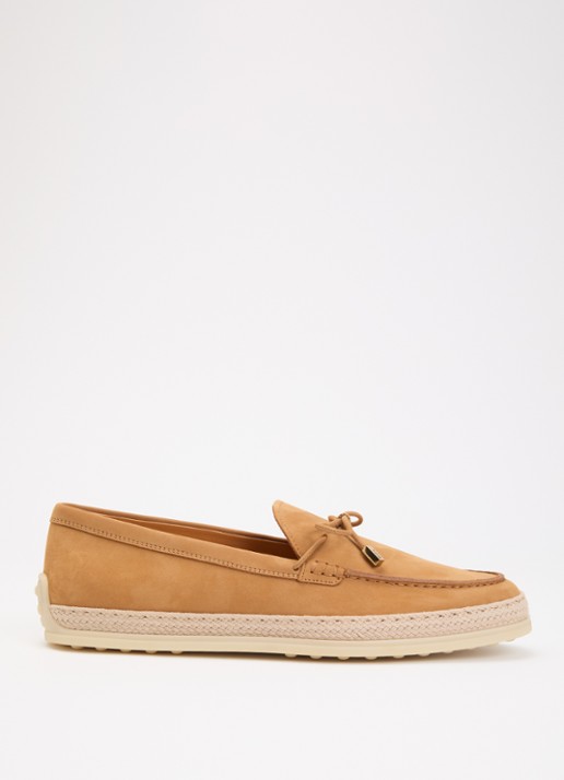 Tod's Gomma mocassin van nubuck met details van raffia