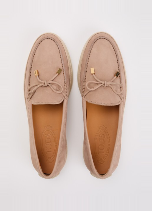Tod's Gomma mocassin van nubuck met details van raffia - detail 4 oudroze