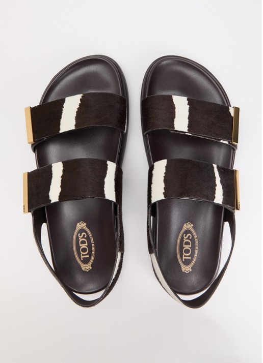 Tod's Gomma sandaal van koeienvacht - detail 4 zwart