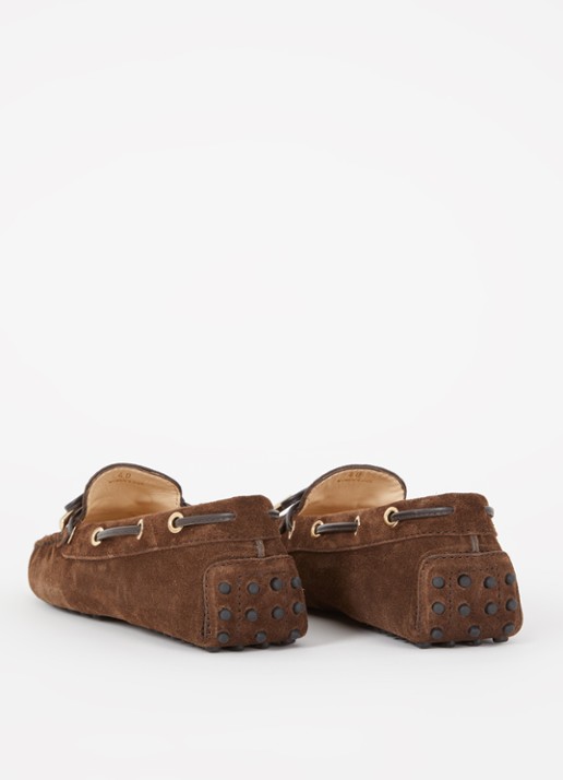 Tod's Gommino Driving bootschoen van suède - achterkant 5 donkerbruin