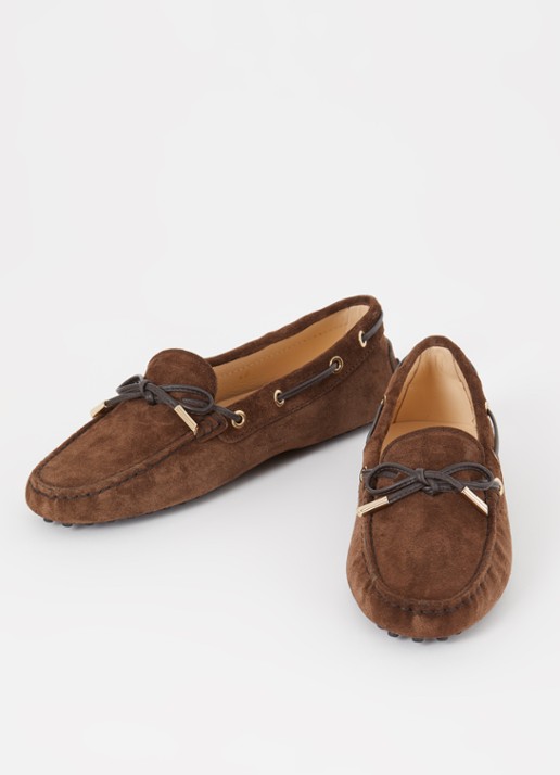 Tod's Gommino Driving bootschoen van suède - detail donkerbruin