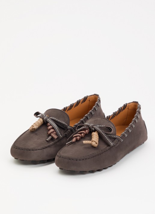 Tod's Gommino mocassin van leer met gevlochten details - detail 2 donkerbruin