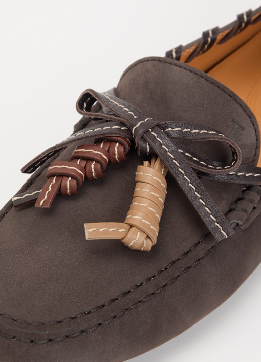 Tod's Gommino mocassin van leer met gevlochten details - detail 5 donkerbruin