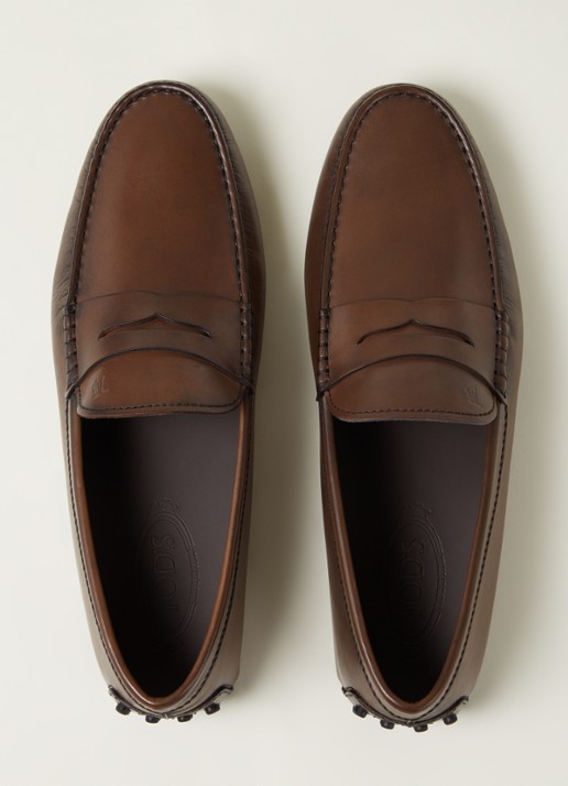 Tod's Gommino mocassin van leer  - detail 3 donkerbruin