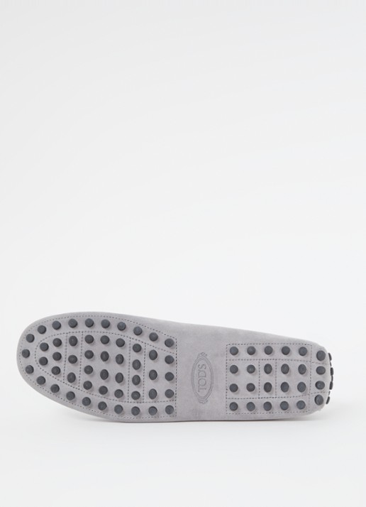 Tod's Gommino mocassin van suède - detail 4 lichtgrijs