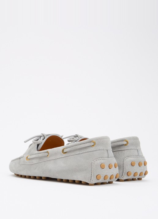 Tod's Gommino mocassin van suède - achterkant grijs
