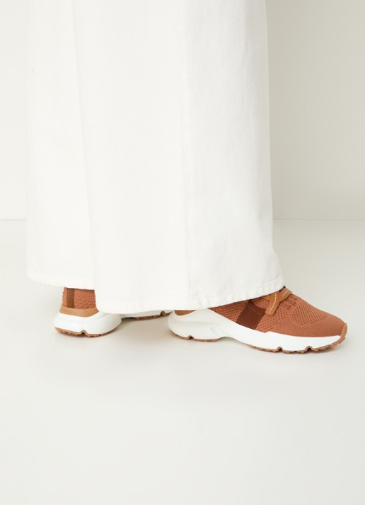 Tod's Kate sneaker met met gebreid bovenwerk - voorkant 6 camel