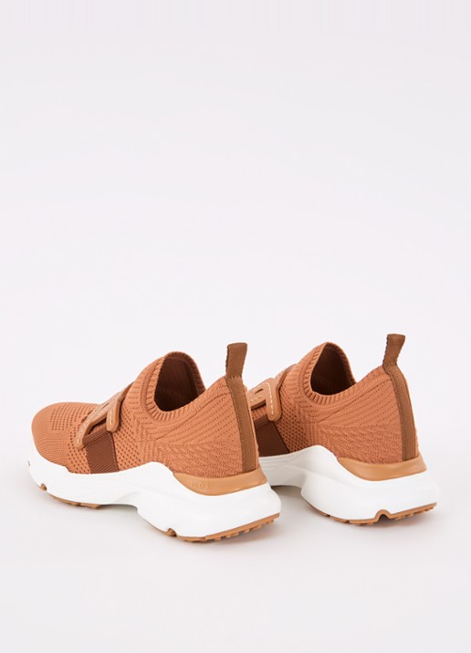 Tod's Kate sneaker met met gebreid bovenwerk - achterkant roestbruin