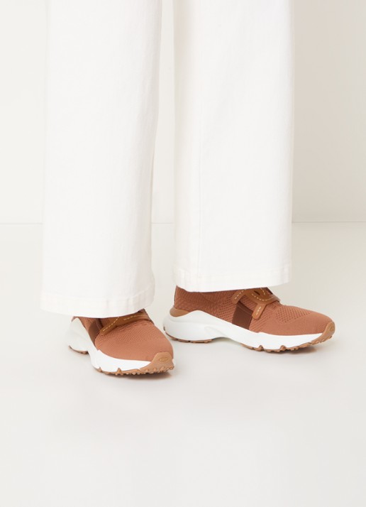 Tod's Kate sneaker met met gebreid bovenwerk - voorkant 3 roestbruin