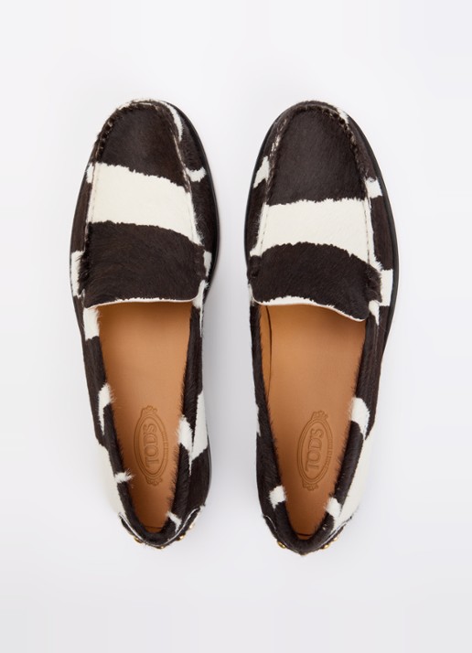 Tod's Loafer van kalfsleer met dierenprint  - detail 2 donkerbruin