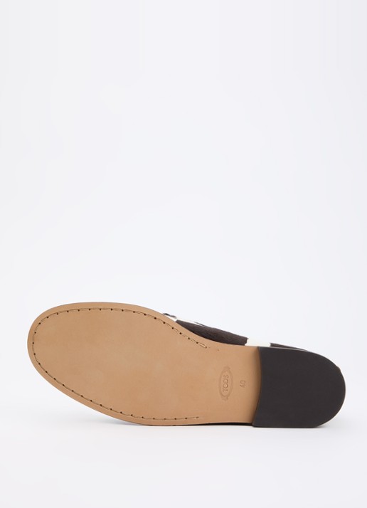 Tod's Loafer van kalfsleer met dierenprint  - detail 3 donkerbruin