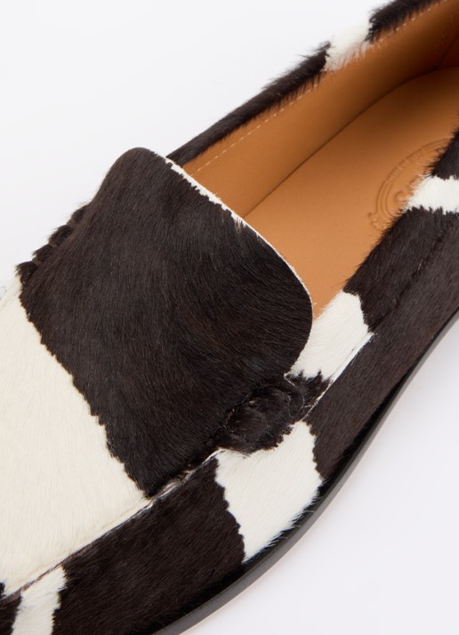Tod's Loafer van kalfsleer met dierenprint  - detail 4 donkerbruin