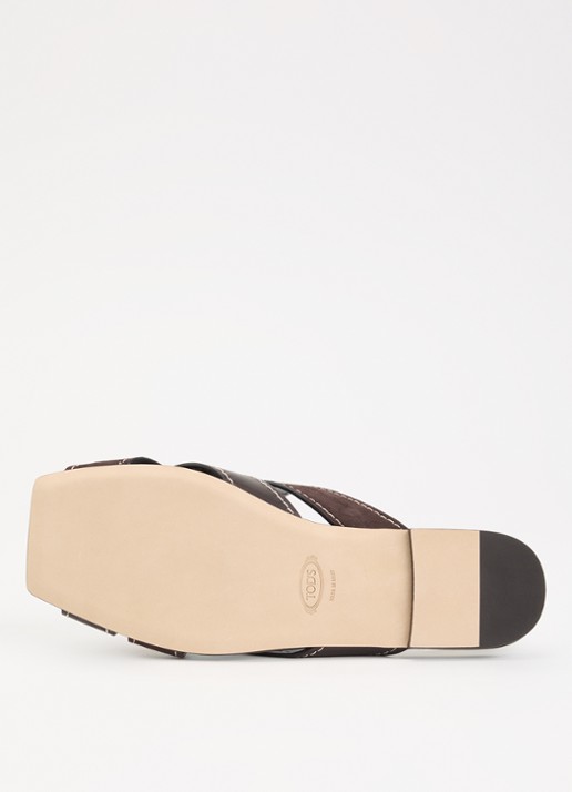 Tod's Sandaal van kalfsleer met details van suède - detail 5 donkerbruin