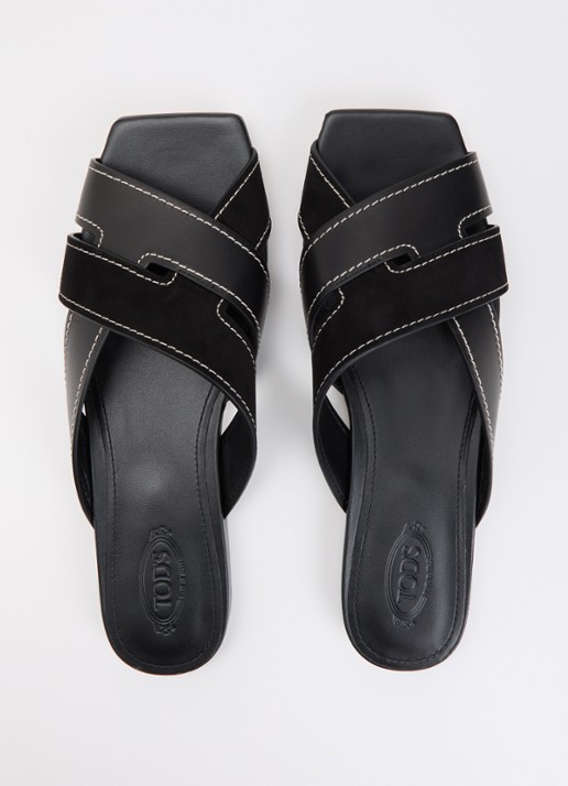 Tod's Sandaal van kalfsleer met details van suède - detail 2 zwart