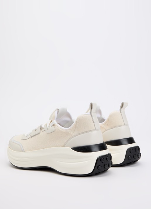 Tod's Sportiva sneaker van kalfsleer met logo  - achterkant 2 gebroken wit