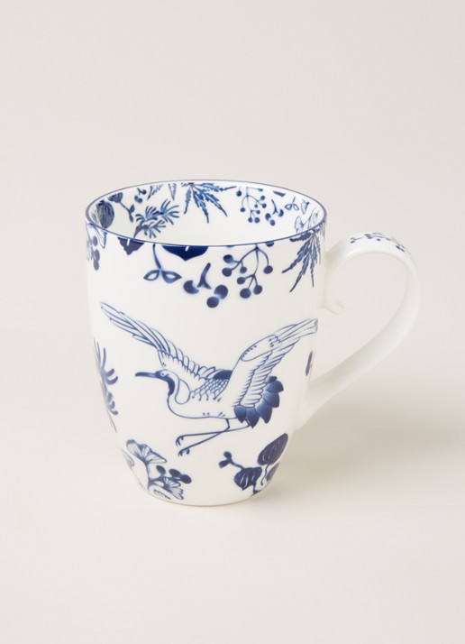 Tokyo Design Studio Flora Japonica Crane mok 38 cl - voorkant 2 wit