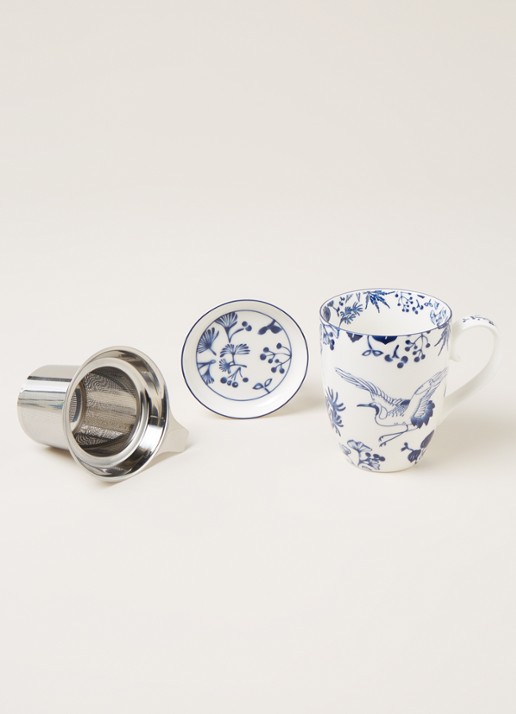 Tokyo Design Studio Flora Japonica Crane mok met theezeef 3-delig - detail 4 wit