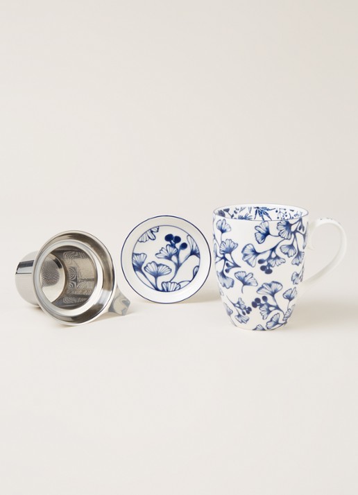 Tokyo Design Studio Flora Japonica Ginkgo mok met theezeef 3-delig - detail 4 wit