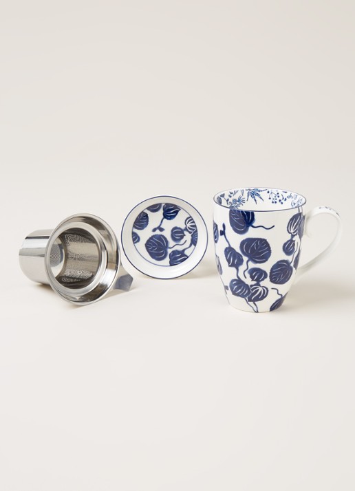Tokyo Design Studio Flora Japonica Ivy mok met theezeef 3-delig - detail 4 wit