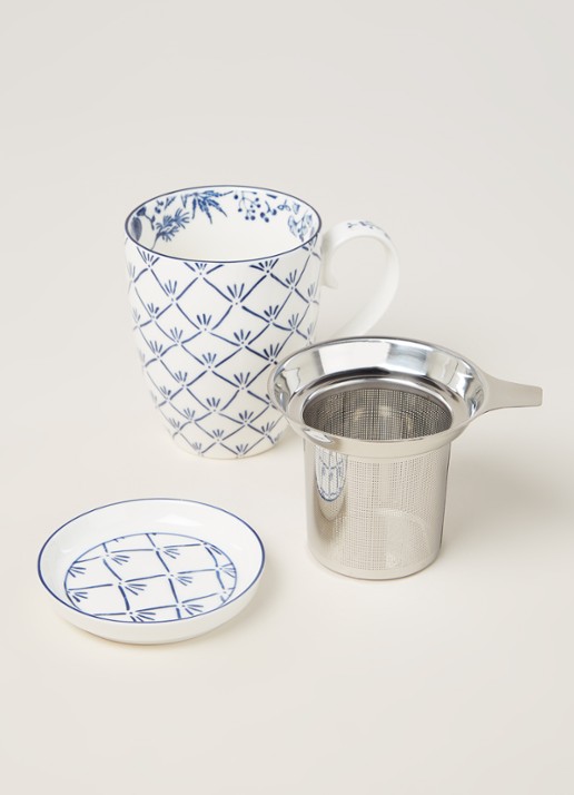 Tokyo Design Studio Flora Japonica Maple mok met theezeef 3-delig - detail wit
