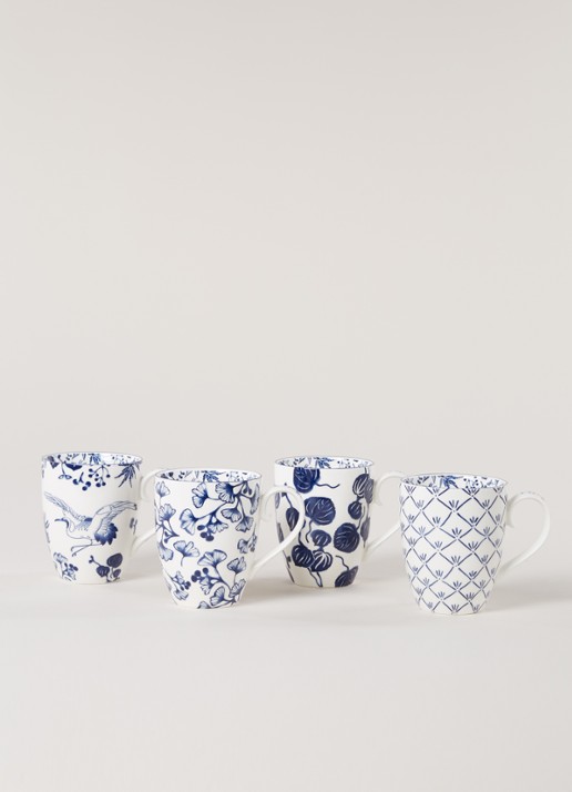 Tokyo Design Studio Flora Japonica mok 38 cl set van 4 - voorkant 4 wit