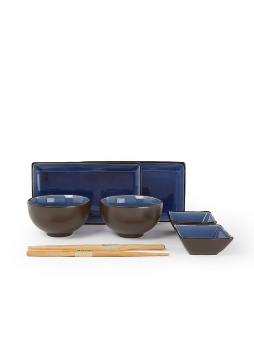 Tokyo Design Studio Glassy sushi serviesset van 8 - voorkant 3 donkerblauw