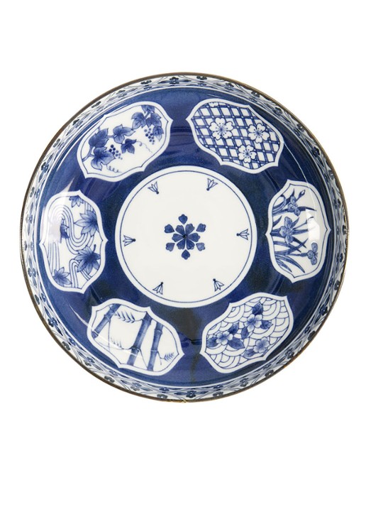 Tokyo Design Studio Matori Hishimon diep bord 20 cm - voorkant 2 blauw