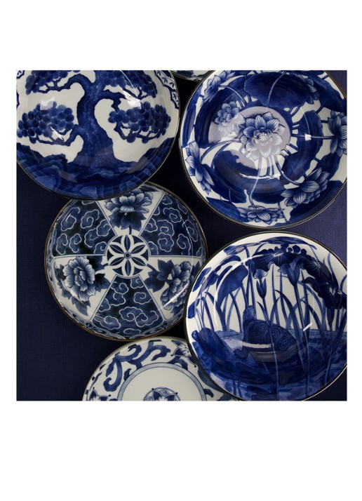 Tokyo Design Studio Mixed Bowls Unsai Botan diep bord 20 cm - detail blauw