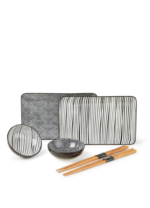 Tokyo Design Studio Nippon Black sushi set 6-delig - voorkant zwart
