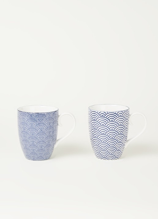 Tokyo Design Studio Nippon Blue mok 38 cl set van 2 - voorkant 2 blauw