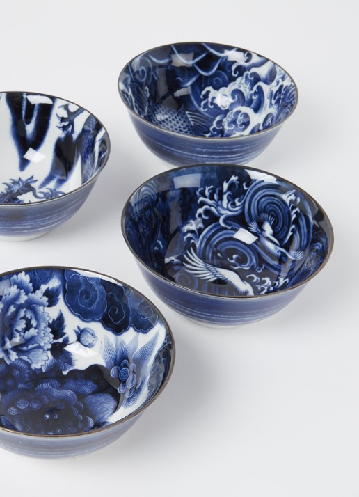 Tokyo Design Studio Tayo kom 14,8 cm set van 4 - voorkant 2 donkerblauw