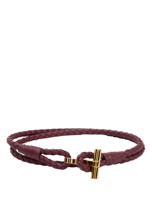 Tom Ford Armband van gevlochten leer - voorkant bruin