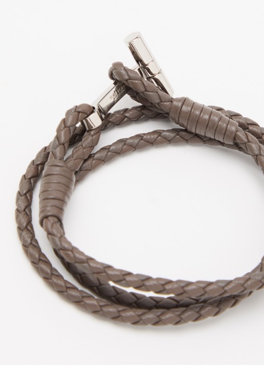 TOM FORD Armband van gevlochten leer - detail 2 grijs