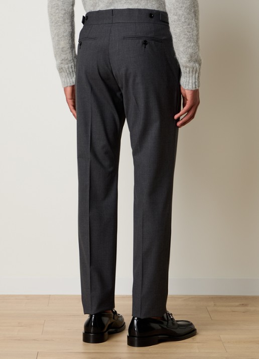 Tom Ford Atticus slim fit pantalon van wol - achterkant 4 donkergrijs